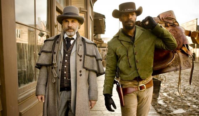 Christoph Waltz (Dr. King Schultz) en Jamie Foxx (Django)