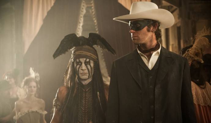 Johnny Depp (Tonto) en Armie Hammer (John Reid / The Lone Ranger)