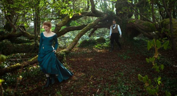 Jessica Chastain (Miss Julie) en Colin Farrell (John)