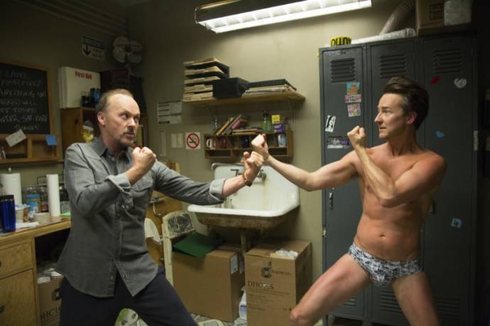 Michael Keaton (Riggan Thomson) en Edward Norton (Mike Shiner)