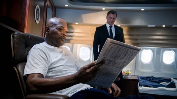 Samuel L. Jackson (The President) en Ray Stevenson (Morris)