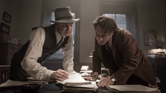 Colin Firth (Max Perkins) en Jude Law (Thomas Wolfe)