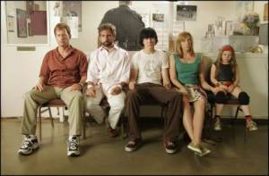 Abigail Breslin (Olive), Steve Carell (Frank), Toni Collette (Sheryl), Paul Dano (Dwayne) en Greg Kinnear (Richard)