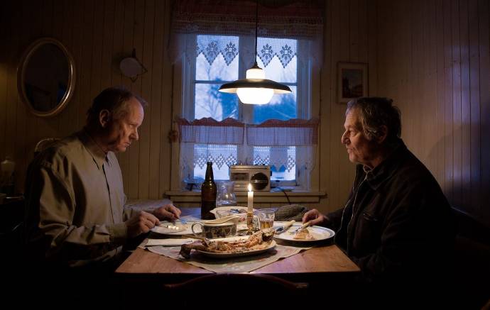 Stellan Skarsgård (Trond) en Bjørn Floberg (Lars)