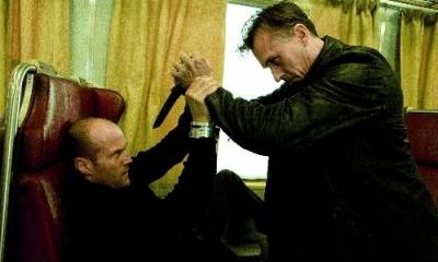 Robert Knepper (Johnson) en Jason Statham (Frank Martin) in Transporter 3