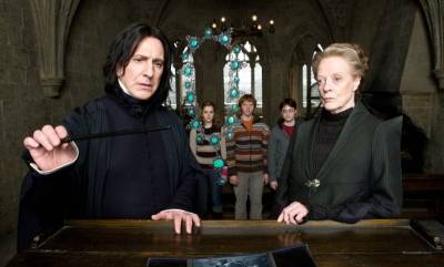 Alan Rickman (Professor Severus Snape) en Maggie Smith (Professor Minerva McGonagall)