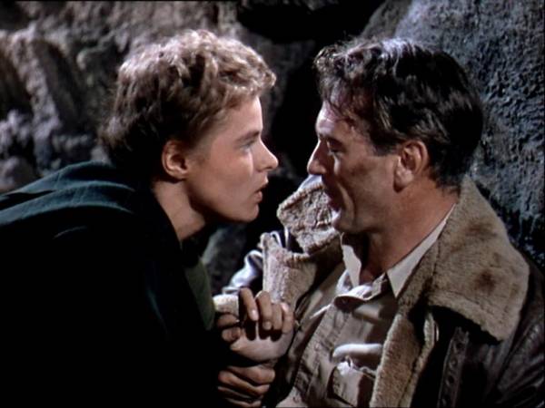 Ingrid Bergman (María) en Gary Cooper (Robert Jordan) in For Whom the Bell Tolls