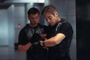 George Clooney (Danny Ocean) en Matt Damon (Linus Caldwell)