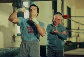 Burgess Meredith en Sylvester Stallone in Rocky