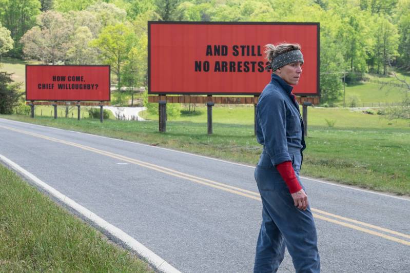 Frances McDormand voor haar billboards.