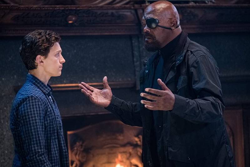 Samuel L. Jackson and Tom Holland in Spider-Man- Far from Home (2019)